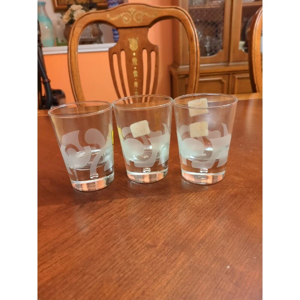 Baileys Irish Cream Weighted Bottom Cocktail Glasses Etched Swirls Set of 3